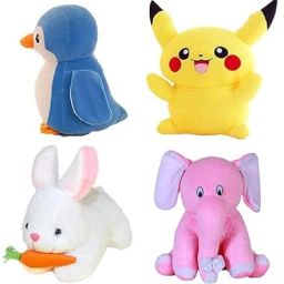 Elegant Soft Toys Combo Set Appu Elephant, Penguin,Pikacahu, Rabbit- 30 cm-2