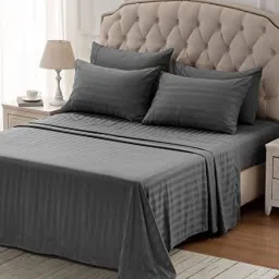 180 TC Satin Double Striped Fitted (Elastic) Bedsheet-image-66