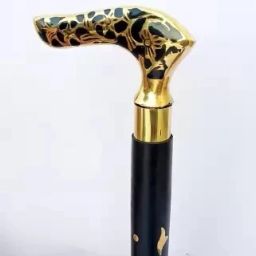 Brass Flower Leaf Solid Style Vintage Black Wooden Walking Stick Walking Stick-image-63