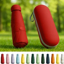 Mini Pocket Umbrella with Case (Manual Open) 6 Frame Use in Rain Umbrella Umbrella-1
