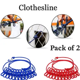 Travel-Ready Drying Solution – 12-Clip Elastic Clothes Rope Nylon Retractable Clothesline-image-57