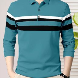 Men Colorblock Polo Neck Cotton Blend Multicolor T-Shirt-image-31