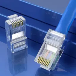 SVDK RJ 45 8 PIN CAT5, CAT5E, CAT 6 NETWORKING PLUG CRYSTAL CLEAR GOLD PLATED Lan Adapter image 2