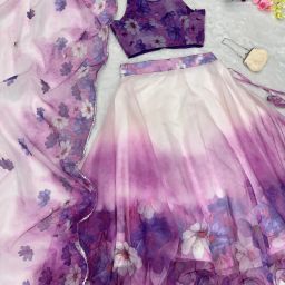 Floral Print Semi Stitched Lehenga Choli-image-98