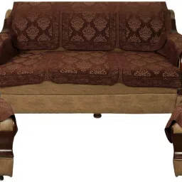 Dhamaas Brown Dhamaas Design Velvet Sofa Cover (Brown Set of 12 Pieces) Sofa Fabric-22