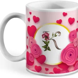 K Letter Printed Morning Bliss Ceramic 325ml Ceramic Coffee Mug-image-53
