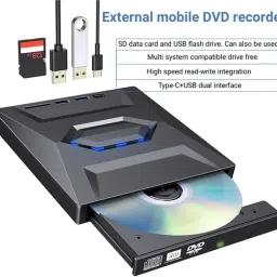 microware Multi-Function 5-in-1 Type-C DVD Recorder 3.0 USB External DVD writer Burner External DVD Writer image 2