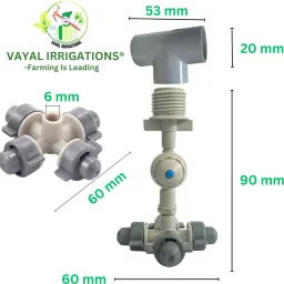 vayal irrigations ® 20 mm 4 Way Threaded Fogger Assembly Unit | Mist Cooling System | Agriculture 28 L Hose-end Sprayer image 2