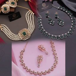 Brass Gold-plated Gold, Silver, Rose Gold, White, Green Jewel Set-image-58