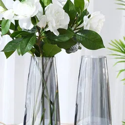 TIED RIBBONS Set Of 2 Transparent Solid Glass Vases-53
