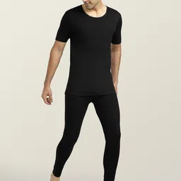 XYXX Men Black Black Alpine Cotton Rich Thermal Set-image-5
