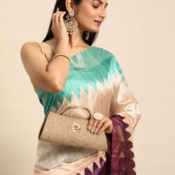 VISHNU WEAVES Colourblocked Silk Blend Tussar Saree-picture-22