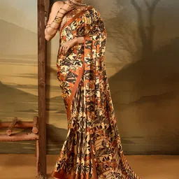 Sangria Floral Printed Saree With Unstitched Blouse-picture-31