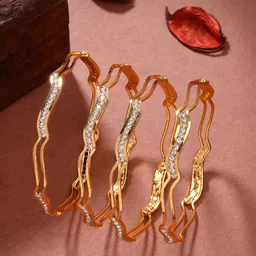 Anouk Women Set of 4 Gold-Plated Cubic Zirconia Stone Studded Bangles-13
