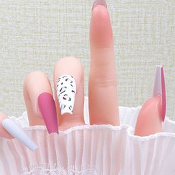 Secret Lives 24 Pcs Matt Giraffe False Nails - Pink-20