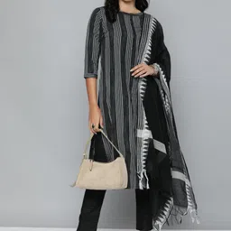 Kvsfab Women Black & White Unstitched Dress Material-image-48