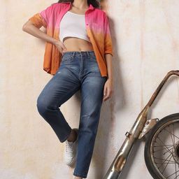 High Star Women Mom Slim Fit High Rise Light Fade Cotton Jeans-image-98
