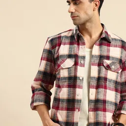 Being Human Checked Drop-Shoulder Sleeves Pure Cotton Casual Shirt-image-79