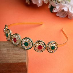 Anouk Women Kundan Gold Plated Embellished Hairband-image-38