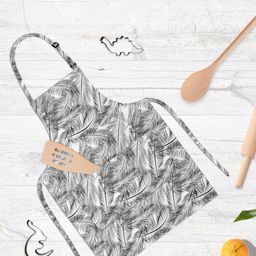 ArtzFolio Feathers Kids Black & White Printed Cotton Apron-image-8