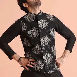 KISAH Men Embellished Regular Fit Thread Work Nehru Jacket-19