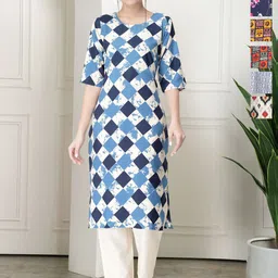 7Threads Selection Of 6 Checked Round Neck Straight Kurtas-image-42