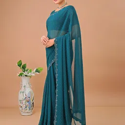 Leelavati Embellished Beads and Stones Pure Chiffon Saree-37