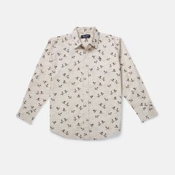 Gini and Jony Kids-Boys Khaki Animal Printed Casual Shirt-image-10