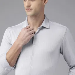 Van Heusen Men Grey & White Textured Slim Fit Formal Shirt-image-43