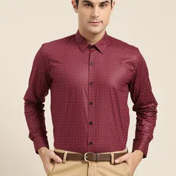 SOJANYA Men Maroon & Pink Classic Regular Fit Printed Formal Shirt-image-81