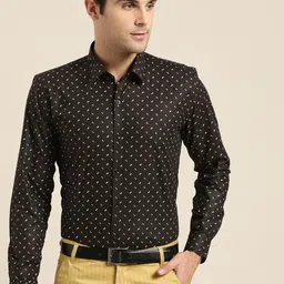 SOJANYA Men Black & White Classic Regular Fit Printed Formal Shirt-image-64
