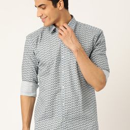 SOJANYA Men Blue Classic Regular Fit Printed Casual Shirt-image-49