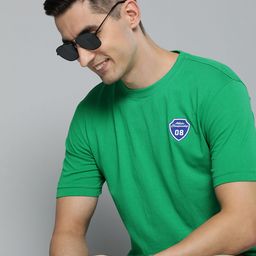 HERE&NOW Men Green Pure Cotton T-shirt-image-51