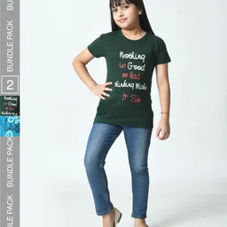 BAESD Girls Pack of 2 Typography Printed Slim Fit T-shirt-51
