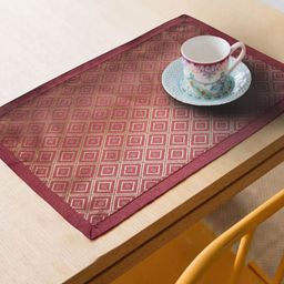 Lushomes Set of 6 Pink Ethnic Motifs Jacquard Table Placemats-9