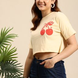 Mast & Harbour Graphic Printed Drop-Shoulder Sleeves Pure Cotton Boxy T-shirt-image-27