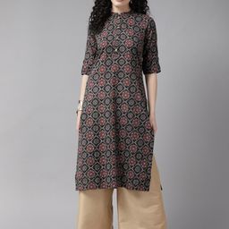 Cayman Ethnic Motifs Printed Thread Work Kurta-19
