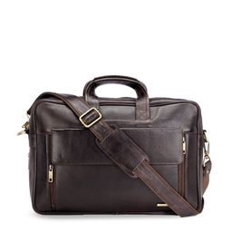 Teakwood Leathers Unisex Brown Solid Leather Laptop Bag-20
