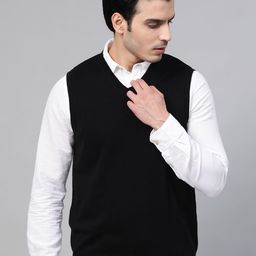 Marks & Spencer Men Black Solid Sweater Vest-image-96