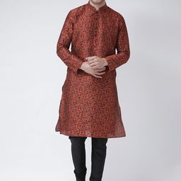 DEYANN Men Rust Printed Straight Kurta-33