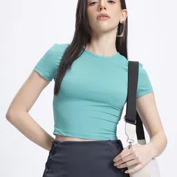 glitchez Textured Touch Crop Top-image-2