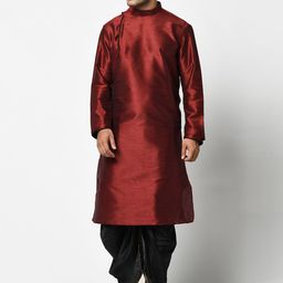 DEYANN Men Maroon & Black Solid Kurta with Patiala-56