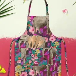 ArtzFolio Violet & Pink Printed Cotton Aprons-93