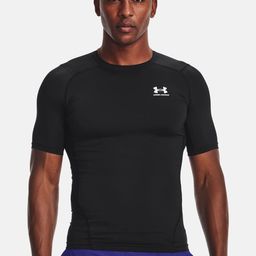 UNDER ARMOUR Men Black HG Comp SS Brand Logo Printed Training or Gym T-shirt-picture-16
