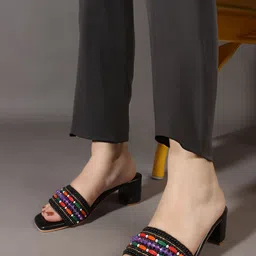 Anouk Colourblocked PU Block Sandals-7