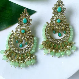 I Jewels Sea Green Contemporary Drop Earrings-picture-0