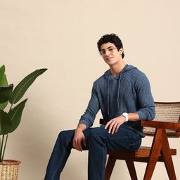 Mast & Harbour Men Ribbed Hooded Acrylic Pullover-image-32