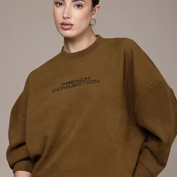 French Connection Ribbed Drop-Shoulder Sleeve Crewneck Sweatshirt-image-81