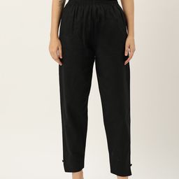 HASRI Women Solid Pure Cotton Trousers-image-91