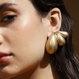 SOHI Gold-Plated Contemporary Drop Earrings-image-54